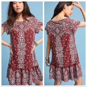 Anthropologie Ynez Embroidered Tunic Dress